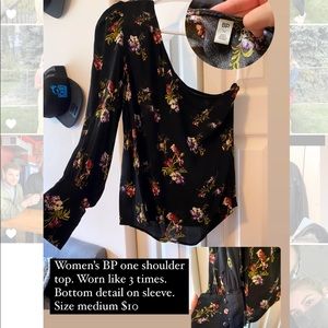 BP one shoulder blouse. Size medium. Worn twice. Button detail on the arm.